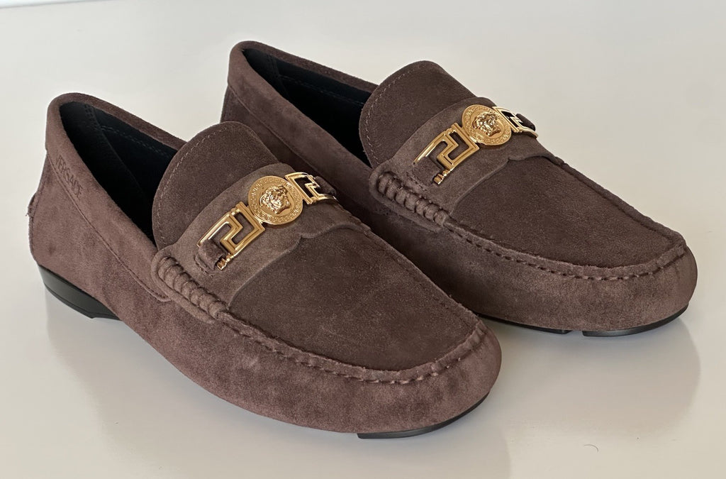 VERSACE Gold Medusa Men's Brown Suede Driver Shoes 8 US (41 Euro) 1009707 NIB