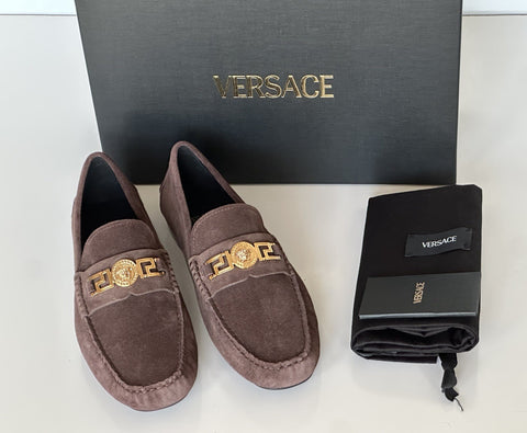 VERSACE Gold Medusa Men's Brown Suede Driver Shoes 8 US (41 Euro) 1009707 NIB