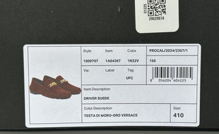 VERSACE Gold Medusa Men's Brown Suede Driver Shoes 8 US (41 Euro) 1009707 NIB