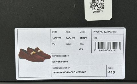 VERSACE Gold Medusa Men's Brown Suede Driver Shoes 8 US (41 Euro) 1009707 NIB