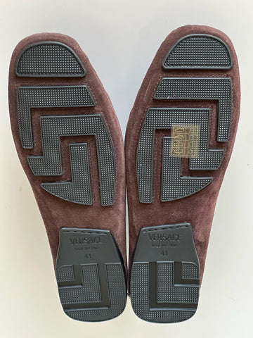 VERSACE Gold Medusa Men's Brown Suede Driver Shoes 8 US (41 Euro) 1009707 NIB