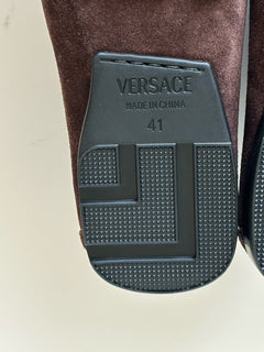 VERSACE Gold Medusa Men's Brown Suede Driver Shoes 8 US (41 Euro) 1009707 NIB