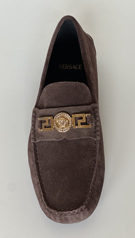 VERSACE Gold Medusa Men's Brown Suede Driver Shoes 8 US (41 Euro) 1009707 NIB