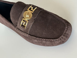 VERSACE Gold Medusa Men's Brown Suede Driver Shoes 8 US (41 Euro) 1009707 NIB