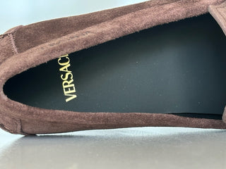 VERSACE Gold Medusa Men's Brown Suede Driver Shoes 9 US (42 Euro) 1009707 NIB