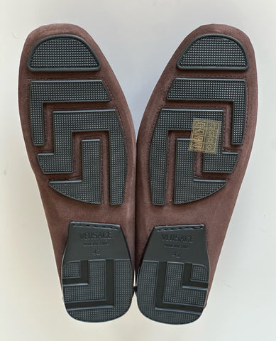 VERSACE Gold Medusa Men's Brown Suede Driver Shoes 9 US (42 Euro) 1009707 NIB
