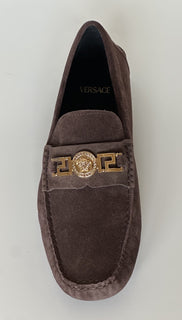 VERSACE Gold Medusa Men's Brown Suede Driver Shoes 9 US (42 Euro) 1009707 NIB