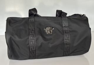 Versace Medusa Head & Greca Key Nylon Large Black Duffle Bag Italy 1015571 NWT