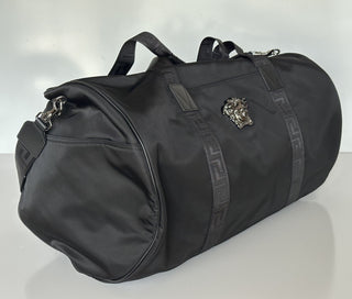 Versace Medusa Head & Greca Key Nylon Large Black Duffle Bag Italy 1015571 NWT