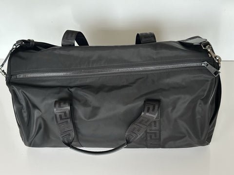 Versace Medusa Head & Greca Key Nylon Large Black Duffle Bag Italy 1015571 NWT