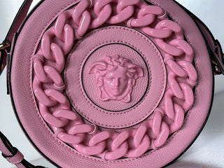 Versace Medusa Head Calf Leather Round Pink Crossbody Bag 1021602 IT NWT $1500
