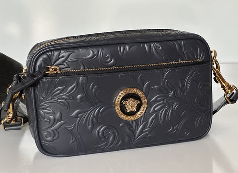 Versace Medusa Head Embossing Calf Leather Blue Crossbody Bag 1005464 IT NWT
