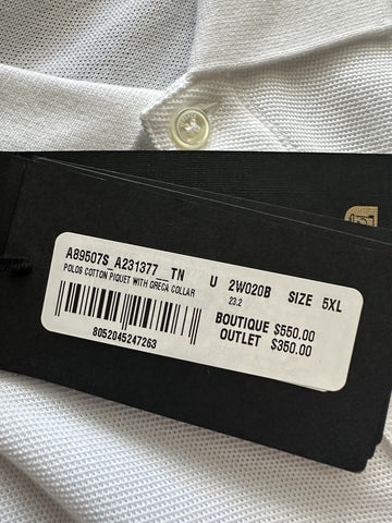 Versace Medusa White Piquet Cotton White Polo Shirt 5XL A89507S NWT $550