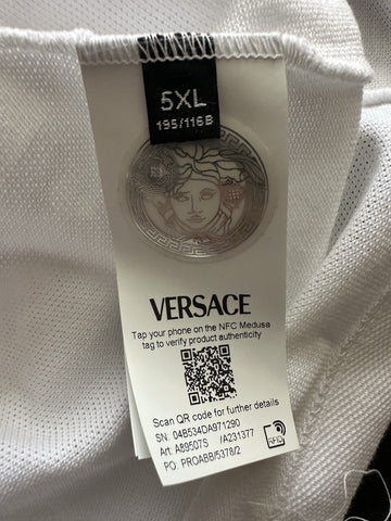 Versace Medusa White Piquet Cotton White Polo Shirt 5XL A89507S NWT $550