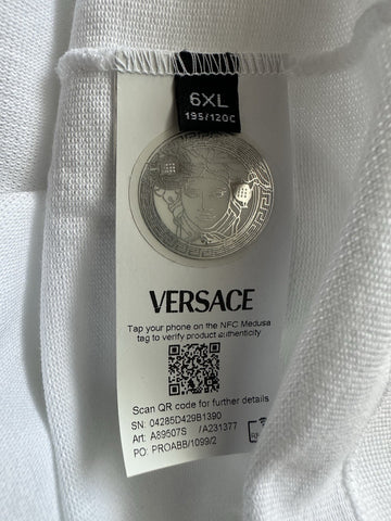 Versace Medusa White Piquet Cotton White Polo Shirt 6XL A89507S NWT $550