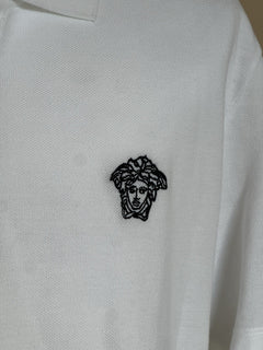 Versace Medusa White Piquet Cotton White Polo Shirt 6XL A89507S NWT $550
