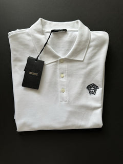 Versace Medusa White Piquet Cotton White Polo Shirt 6XL A89507S NWT $550