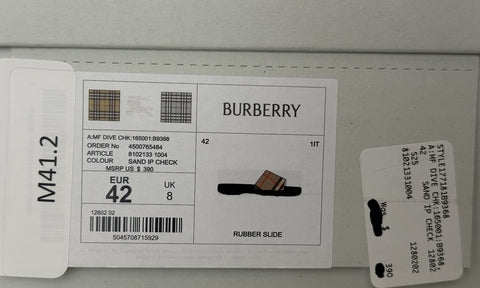 Burberry Dive Sand IP Check Slide Sandals 9 US (42 Euro) 8102133 IT NIB $390