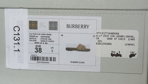 Burberry Women's Dive Sand IP Check Slide Sandals 8 US (38) 8102139 IT NIB $390
