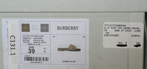 Burberry Women's Dive Sand IP Check Slide Sandals 9 US (39) 8102139 IT NIB $390