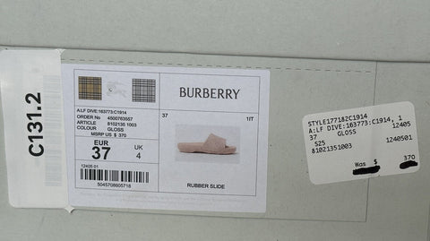 Burberry Women's Dive Gloss Pink Slide Sandals 7 US (37 Eu) 8102135 IT NIB $370