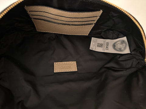 Versace Medusa Head Grainy Calf Leather Belt Bag Taupe 1002884 IT NWT $975