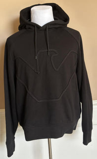 Emporio Armani Embroidered Men's Black Sweatshirt with Hoodie XL 7V1ME6 NWT $325