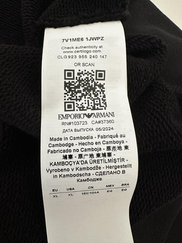 Emporio Armani Embroidered Men's Black Sweatshirt with Hoodie XL 7V1ME6 NWT $325