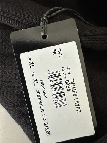 Emporio Armani Embroidered Men's Black Sweatshirt with Hoodie XL 7V1ME6 NWT $325