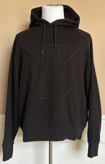 Emporio Armani Embroidered Men's Black Sweatshirt with Hoodie XL 7V1ME6 NWT $325