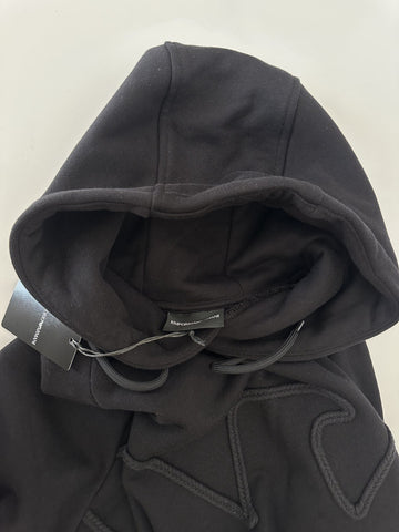 Emporio Armani Embroidered Men's Black Sweatshirt with Hoodie XL 7V1ME6 NWT $325