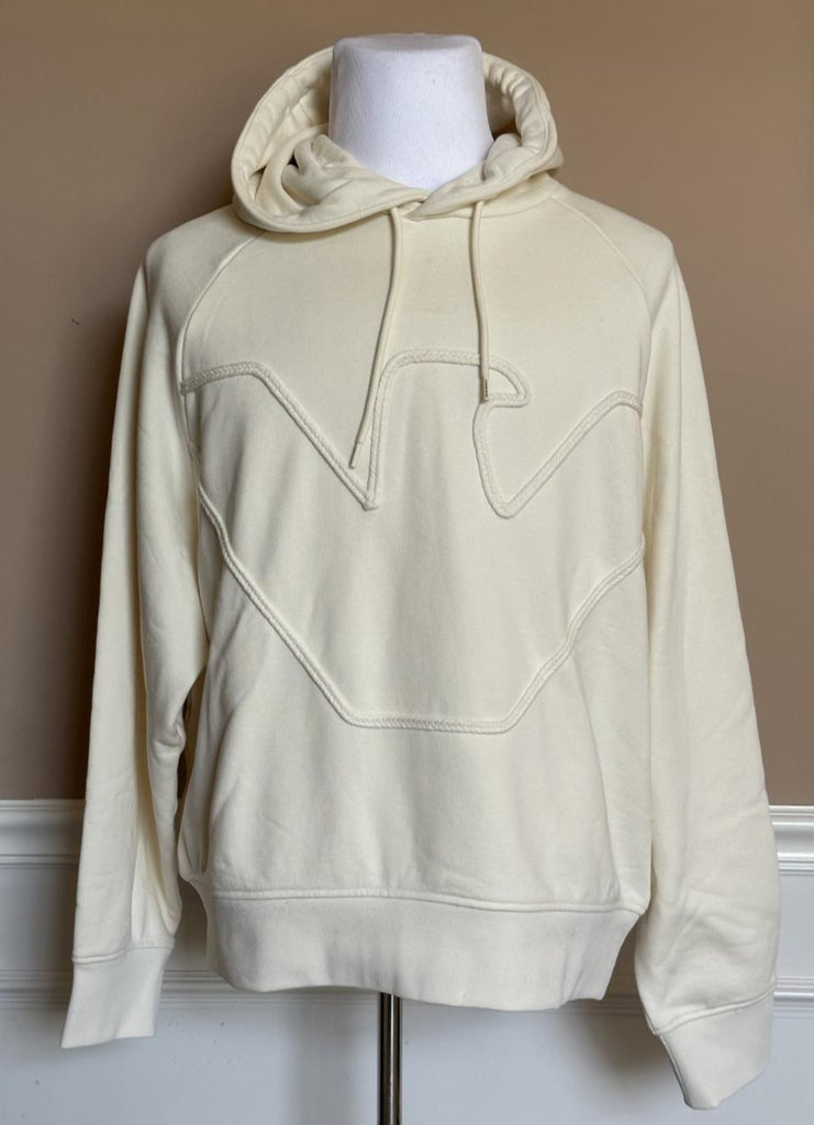 Emporio Armani Embroidered Men's White Sweatshirt with Hoodie XL 7V1ME6 NWT $325