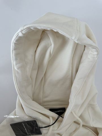 Emporio Armani Embroidered Men's White Sweatshirt with Hoodie XL 7V1ME6 NWT $325