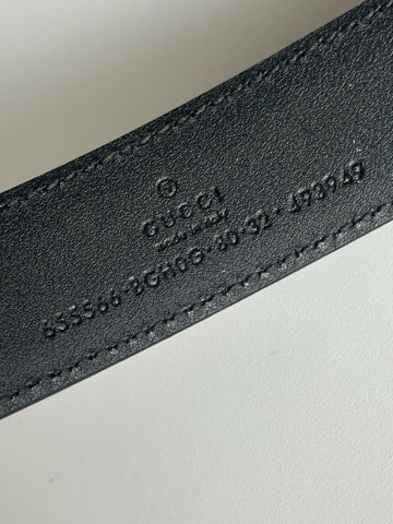 Gucci Selleria G-Buckle Women's  Leather Belt Black 80/32 IT 655566 NWT