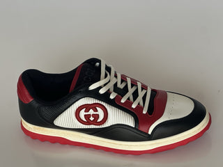 Gucci Dali Soft White/Black/Red Leather Sneakers 12.5 US (Gucci 12) 762611 NIB