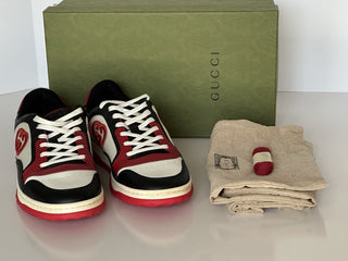 Gucci Dali Soft White/Black/Red Leather Sneakers 12.5 US (Gucci 12) 762611 NIB