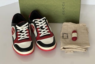 Gucci Dali Soft White/Black/Red Leather Sneakers 12.5 US (Gucci 12) 762611 NIB