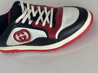 Gucci Dali Soft White/Black/Red Leather Sneakers 12.5 US (Gucci 12) 762611 NIB