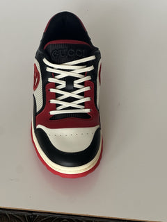 Gucci Dali Soft White/Black/Red Leather Sneakers 12.5 US (Gucci 12) 762611 NIB