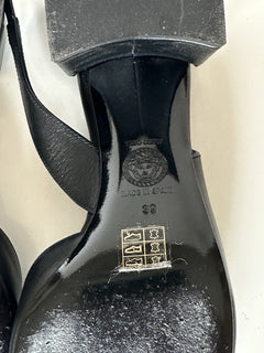 Versace Medusa Head Sling Back Calf Leather Black Shoes 9 US 1014619