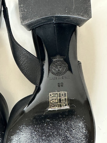 Versace Medusa Head Sling Back Calf Leather Black Shoes 9 US 1014619