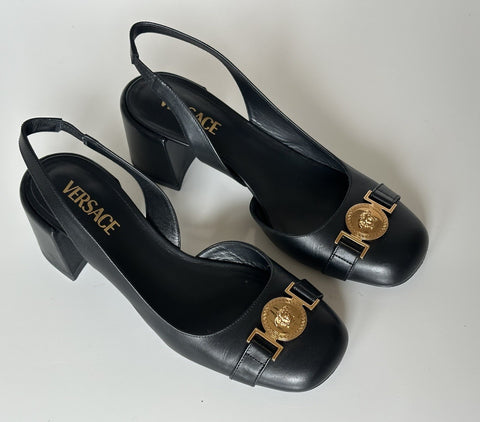 Versace Medusa Head Sling Back Calf Leather Black Shoes 9 US 1014619