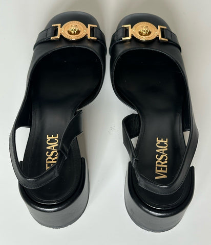 Versace Medusa Head Sling Back Calf Leather Black Shoes 9 US 1014619