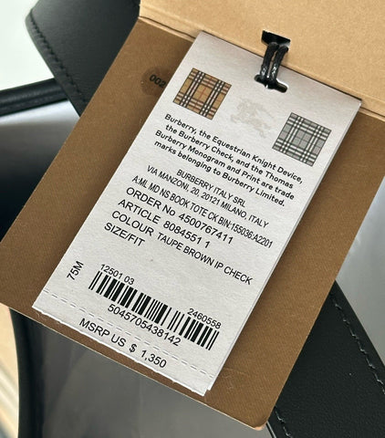 Burberry Medium Taupe Brown IP Check Tote Bag 80845511 NWT $1350