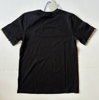 Burberry Women’s Elyssa Check Black Short Sleeve Cotton T-shirt XS 8104291 $490