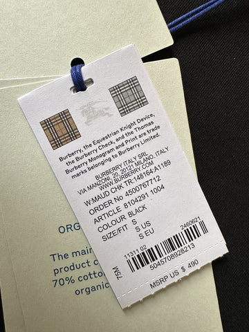 Burberry Women’s Elyssa Check Black Short Sleeve Cotton T-shirt S 8104291 $490