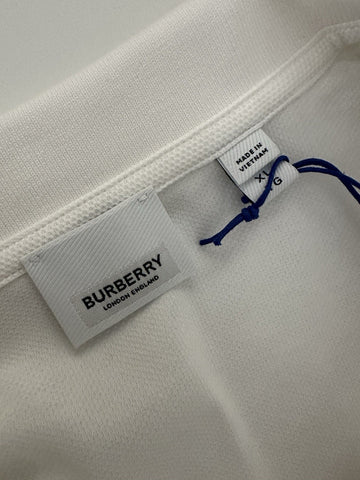 Burberry Hartford White Cotton Polo Shirt XL 8084440 NWT $510