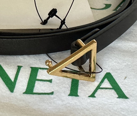 Bottega Veneta Triangle Leather Slim Fondant (Brown) Belt 38/95 619759 NWT $390