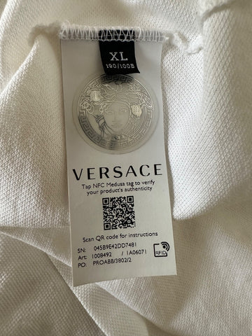 Versace Medusa White Piquet Cotton White Polo Shirt XL 1008492