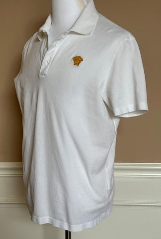 Versace Medusa White Piquet Cotton White Polo Shirt XL 1008492